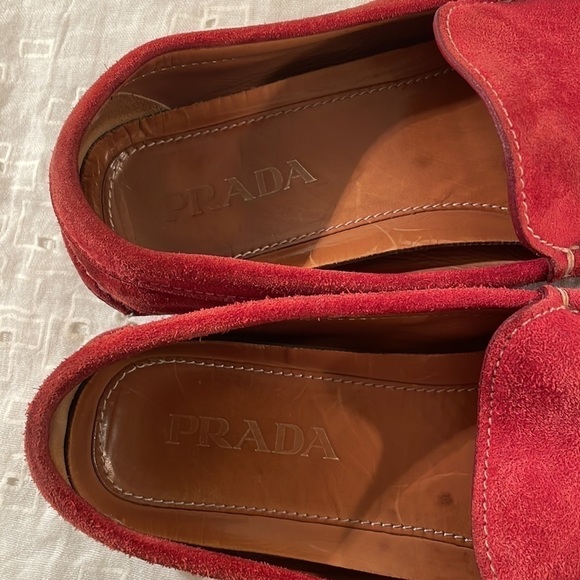 ?Host Pick?Prada RED Suede Driving Loafers Unisex main image 6